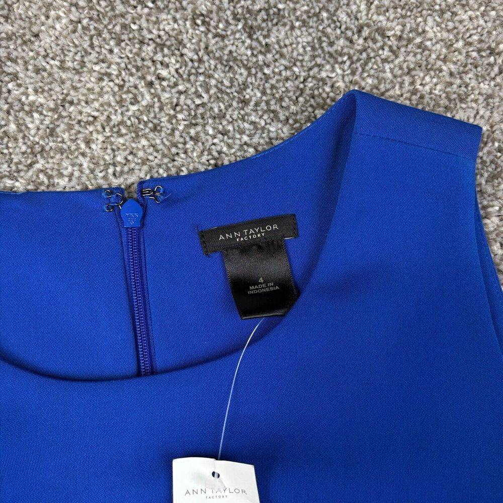 NEW Ann Taylor Factory Dress Women's 4 Cobalt Blue Midi Ruffled Hem Classy - Picture 6 of 8